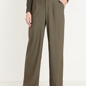 Old Navy Extra High-Waisted Taylor Wide-Leg Trouser Pants, Olive, Size S